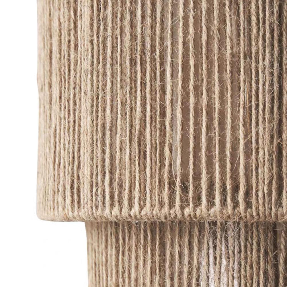 Innen Boho Wandleuchte Vintage Hanfseil Wandlampe Handgewebter Wandlicht aus Naturmaterial E27 Innen Dekoration Wandbeleuchtung Rattan Bambus für Wohnzimmer Schlafzimmer Heim Esszimmer