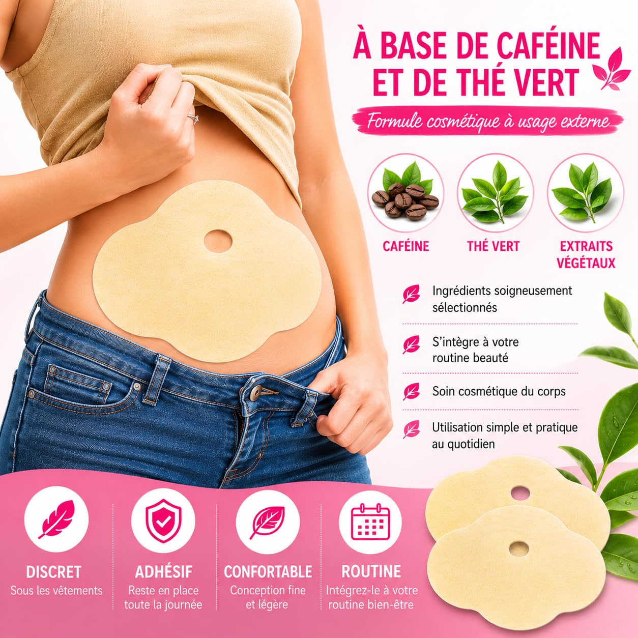 Schlankheits-Pflaster für flachen Bauch, 100 Einheiten: Anti-Cellulite-Pflaster, wärmend, für Damen und Herren, straffend, Körper-Silhouette, schmale Größe: Orangenhaut, Bauch, Oberschenkel, Gesäß
