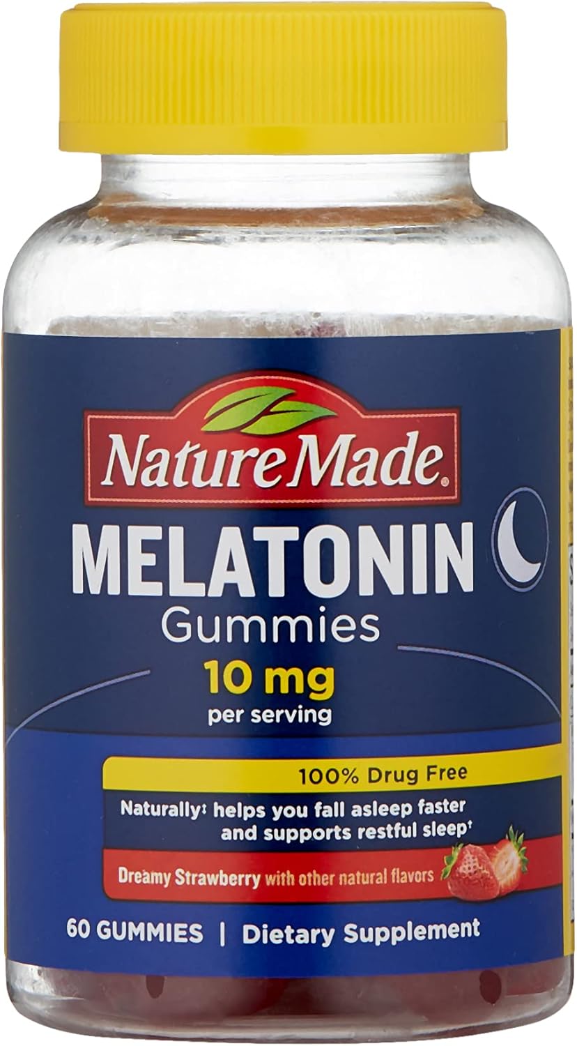 Nature Made Melatonin 10 Mg Gummies, 60 Count for Supporting Restful Sleep, Dreamy Strawberry, 60 Count