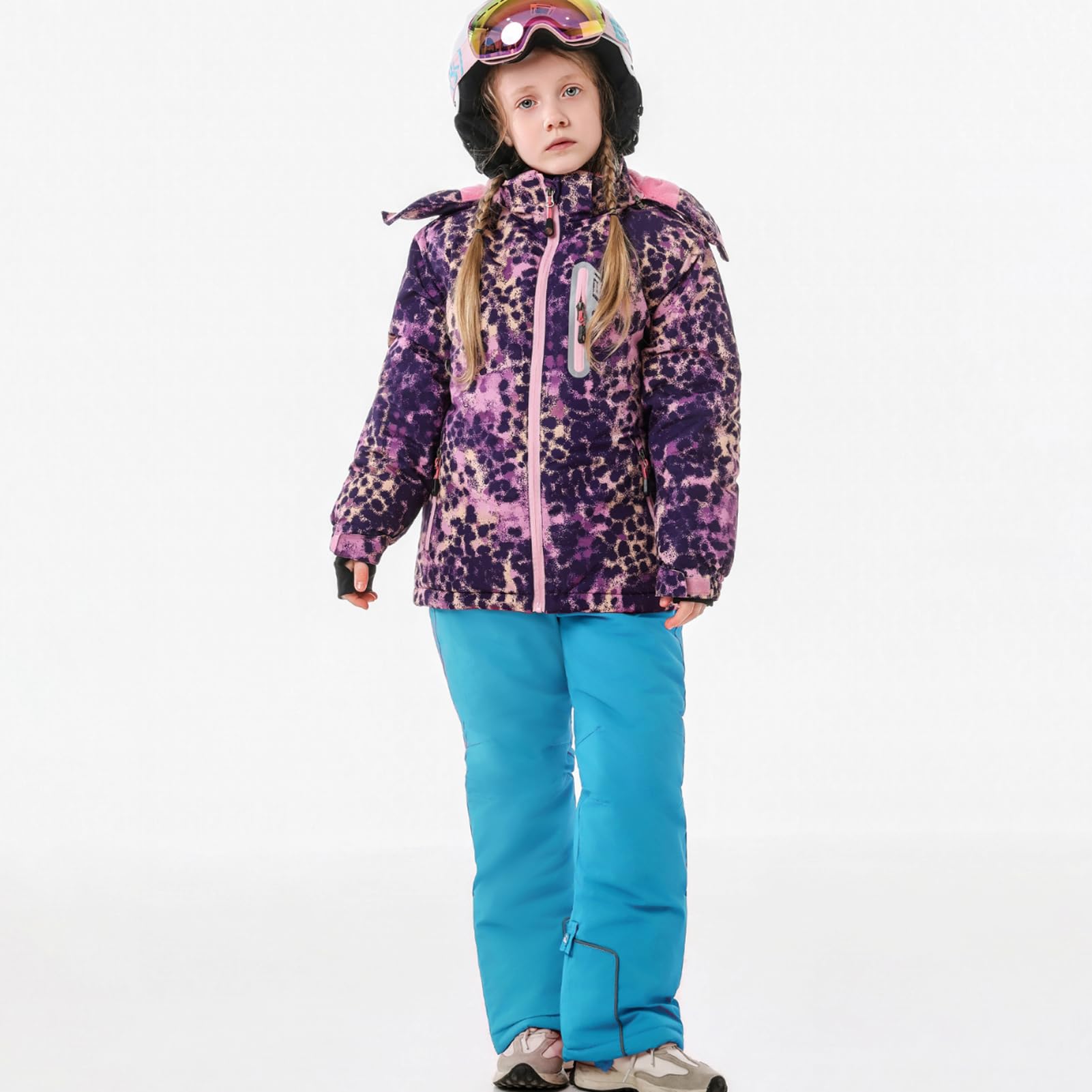 Traje de nieve para niños, Púrpura+Azul, 152-158