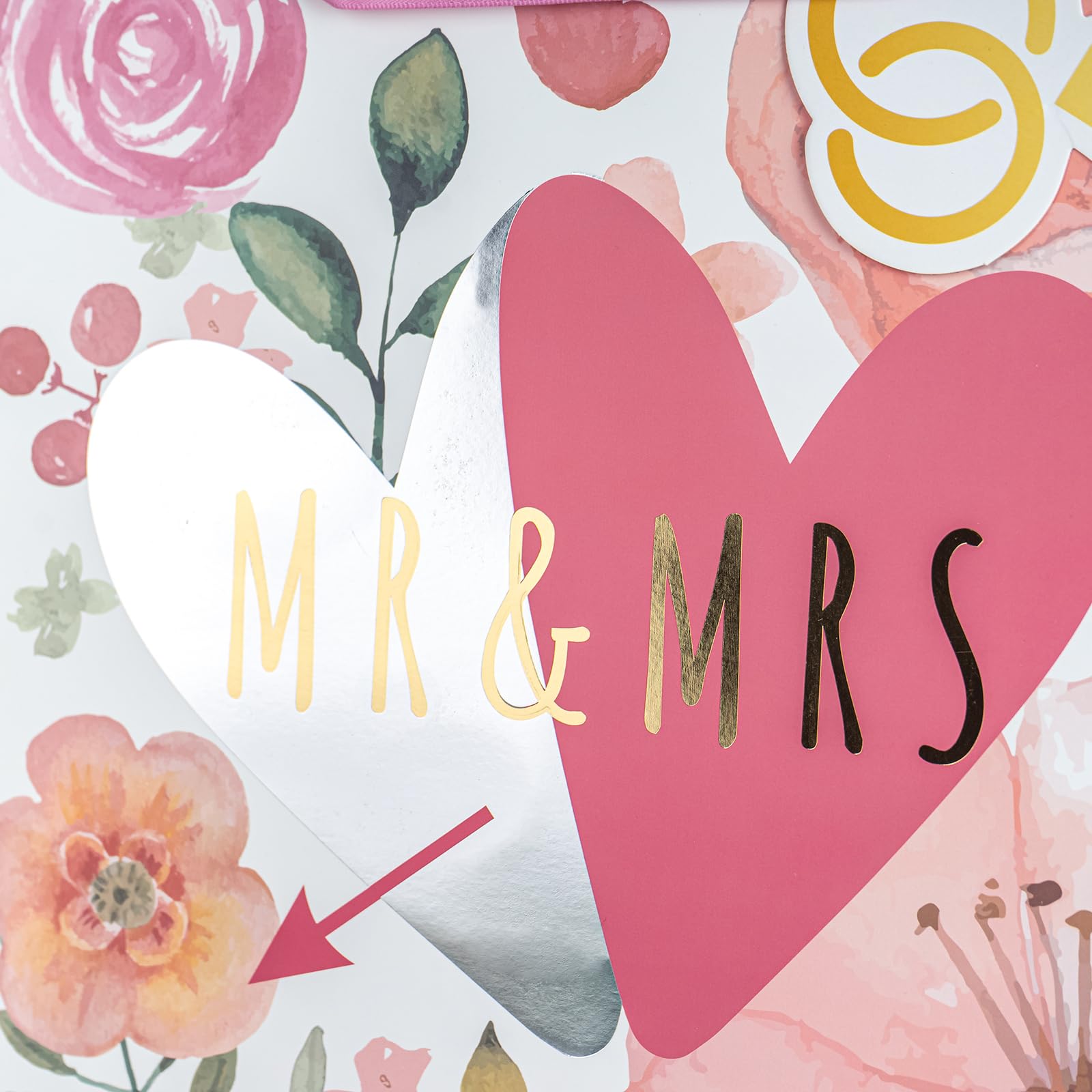 WRAPAHOLIC 10.5" Medium Gift Bags with Card and Tissue Paper - Mr & Mrs Design for Weddings, Engagements, Bridal Showers, Anniversary, Gift Wrap