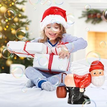Bubble Machine Santa Bubble Blower, Christmas Bubbles Farting Santa Bubble Machine with Music & Flashing Lights, Stocking Stuffers for Kids
