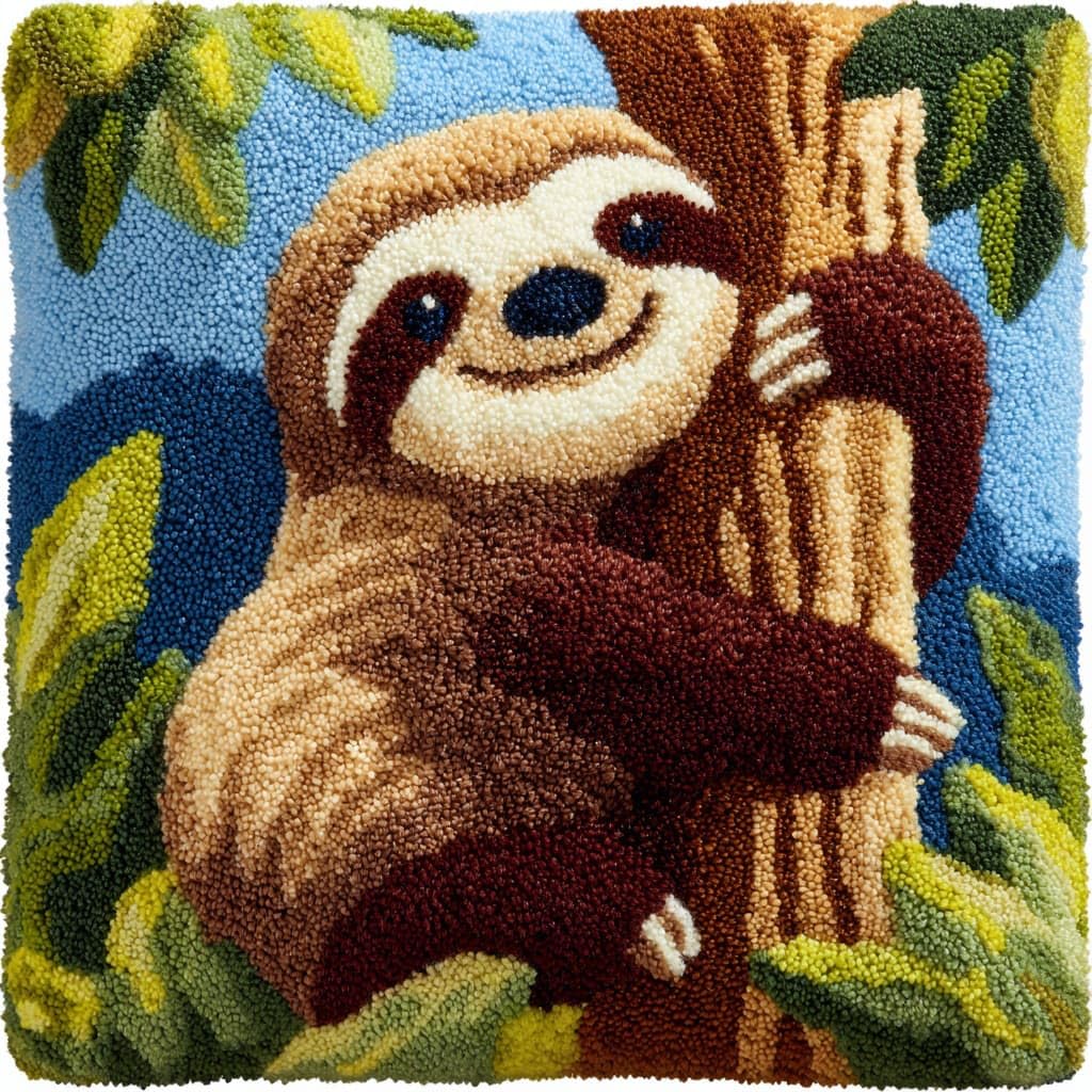 Henypt Latch Hook Cushion Kits Sloth