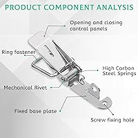 Vista 4 de 10 unidades de cerradura de palanca de resorte de 90 grados de acero inoxidable con cierre de hebilla, cerraduras de capó de puerta de caja