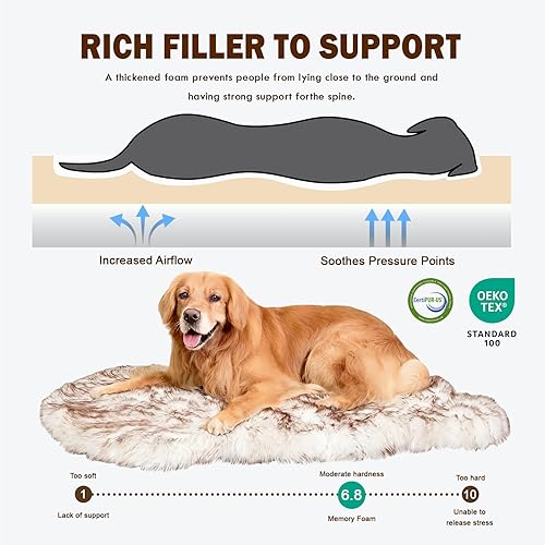 Miniatura 4 de Cama lujosa de piel sintética mullida para perro, de 50 x 30 x 3 pulgadas, alfombra de felpa ultra suave para mascotas, almohadilla acogedora