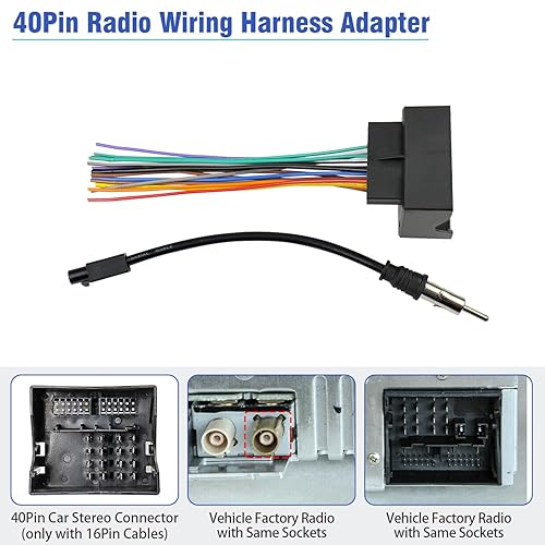 Miniatura 3 de Jayubien Kit de arnés de cableado de radio, adaptador de antena estéreo, conector a tope compatible con Mercedes-Bennz BMW, Audi, Volkswagen, 16