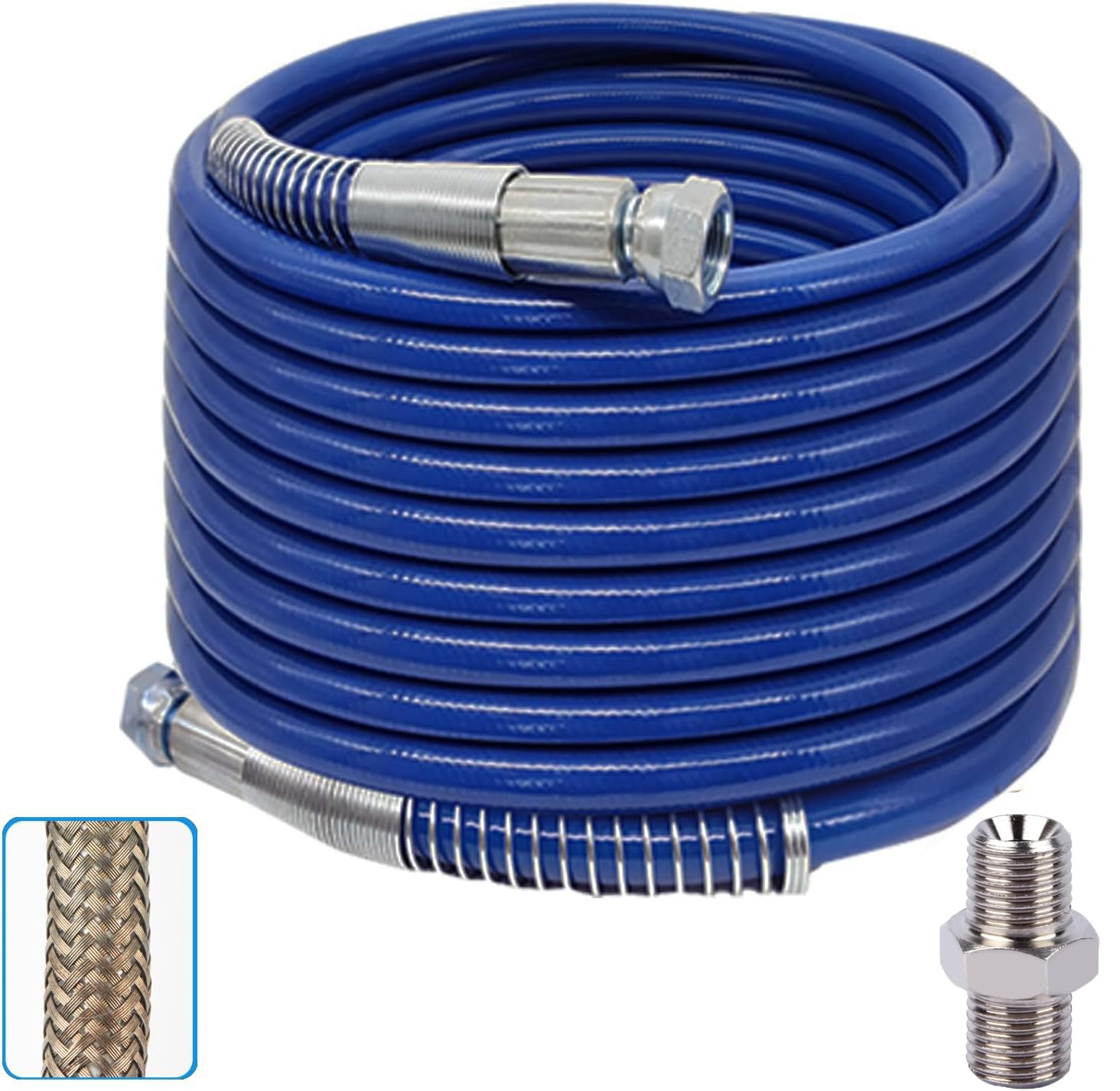 20M x 1/4" Tuyau de Pulvérisation Airless, avec connecteur, Tuyau Haute Pression pour Pulvérisateur de Peinture Airless
