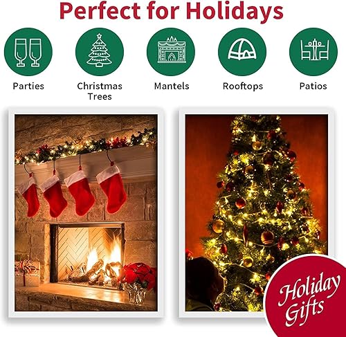 Miniatura 7 de Juego de luces de Navidad superbrillantes extensibles de color blanco cálido, 100 luces de 19.6 pies, con certificación UL, mini luces para árbol de