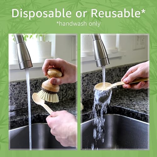 Miniatura 3 de Ibambo Juego de 100 utensilios de bambú natural (100 cucharas de bambú) cubiertos biodegradables compostables, cucharas desechables, cubiertos de