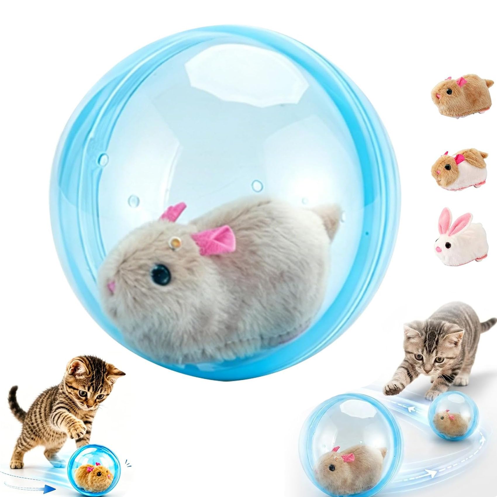 Pelota para gatos de interior interactiva azul ideal para salones y dormitorios