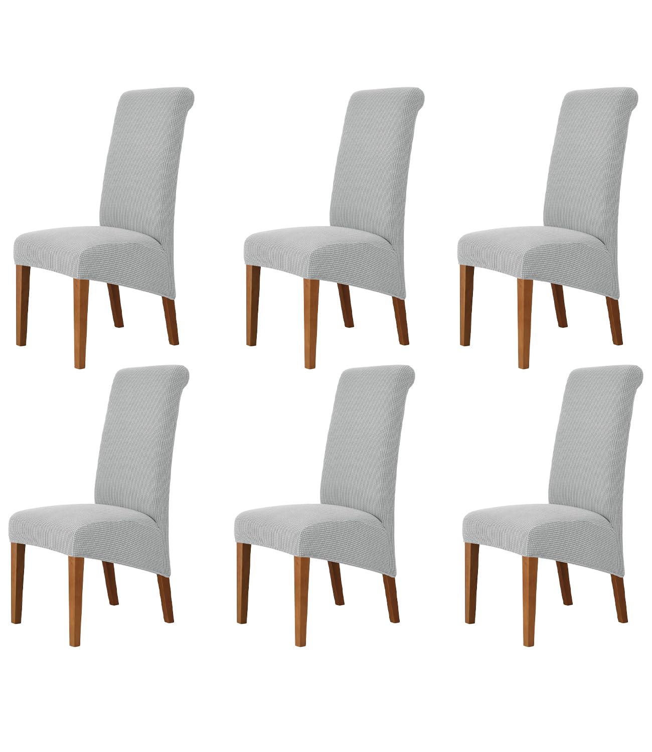 Odot Light Grey Chair Covers, Dining Chair Covers Set of 6, Stretch Corn Velvet Dining Room Slipcovers, Washable Removable High Back Slipcovers