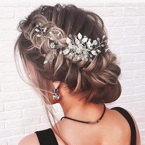 Miniatura 6 de 1 peine de cristal para el cabello de boda con 2 piezas de diamantes de imitación de novia, horquillas de perlas de cristal, accesorios para el