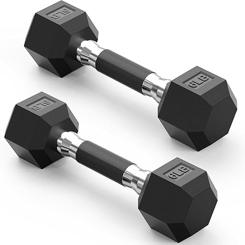 Miniatura 8 de papababe Dumbbell Set Rubber Encased Hex Dumbbell Free Weights Dumbbells Set Home Weight Set with Rack A.SET:150LB+RACK, A.SET:300LB, B.2X5LB,