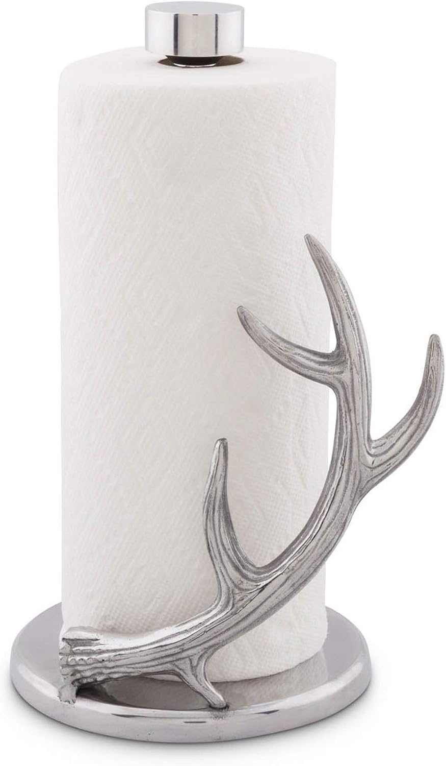 Arthur Court Designs Counter Top Decorative Deer Antler Paper Towel Holder - Aluminum Metal Countertop 18 inch Standing Tall