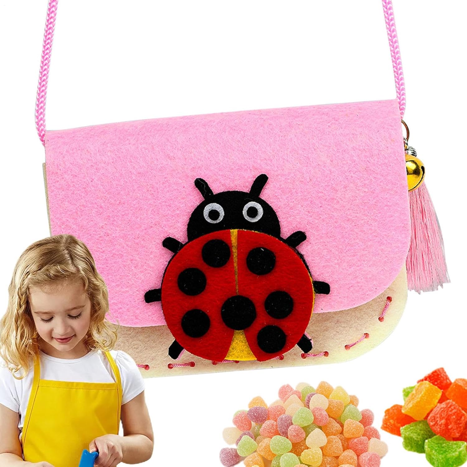 Beginner Sewing Kit, Kids Craft Bag, 6.3x3.54x1.57 Inches Kit with Sturdy Materials, Educational Accessory, Craft Tool with Fun Design, Hands On Learning for Children and Kids