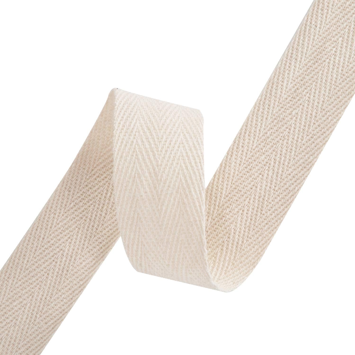 Berolle 50 Yards Natural Cotton Twill Tape Herringbone Tape Cotton Twill bing for Gift