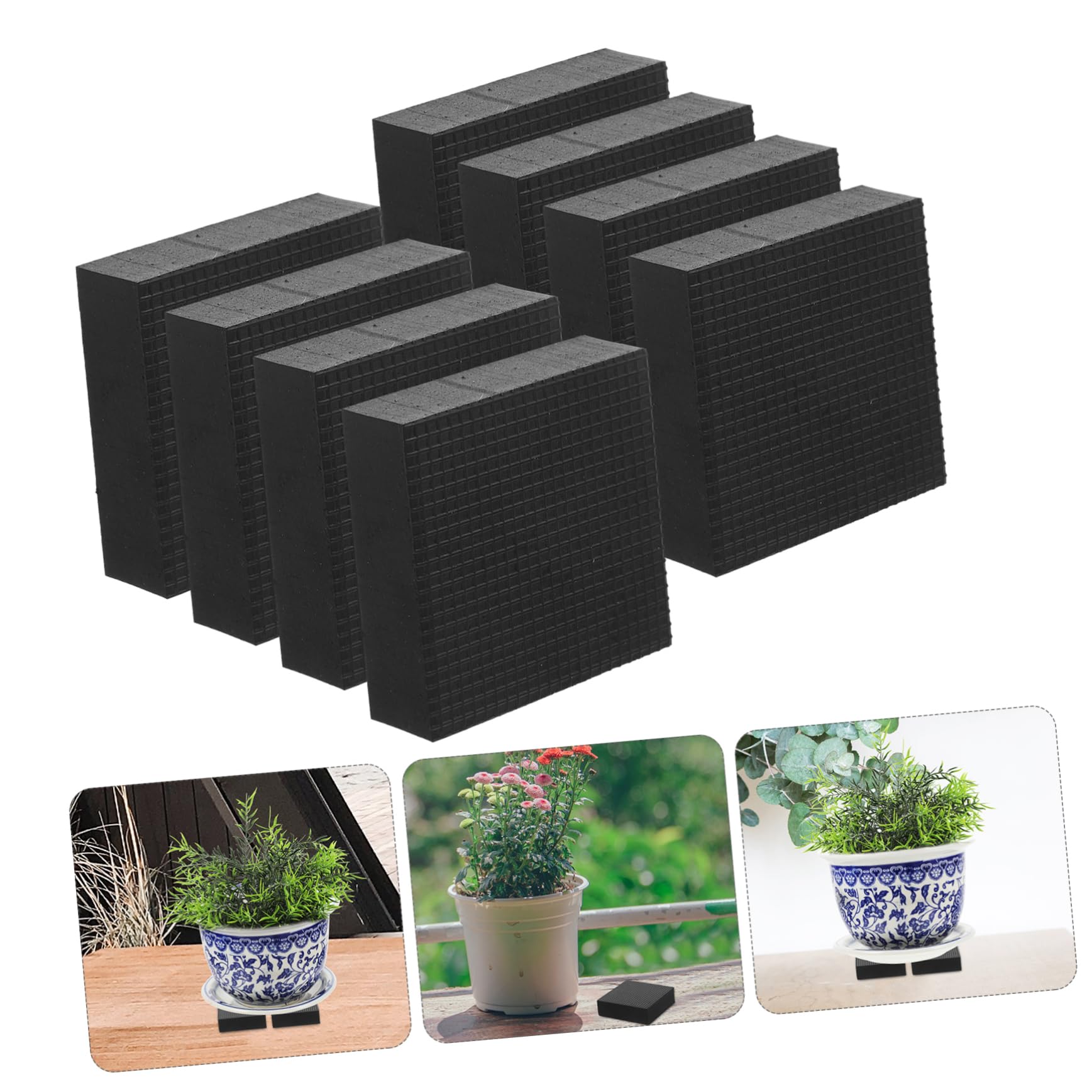 Toyvian 8 Stück rutschfeste Gummi Pflanztopffüße 50x50x15mm Kleine Blumentopferhöhung Für Außentöpfe Terrasse Balkon Stapelbare Pflanzenerhöhung Mit Bodenschutz
