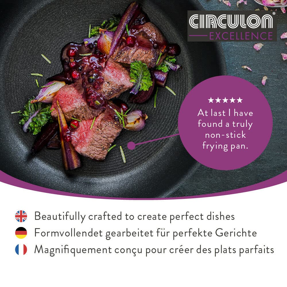 Circulon Excellence 2-teiliges Bratpfanne Set 26/30 cm | 2X spülmaschinenfeste Induktionspfanne mit hochwertigem Pfanne Antihaft |Pfannen mit Griff aus Edelstahl