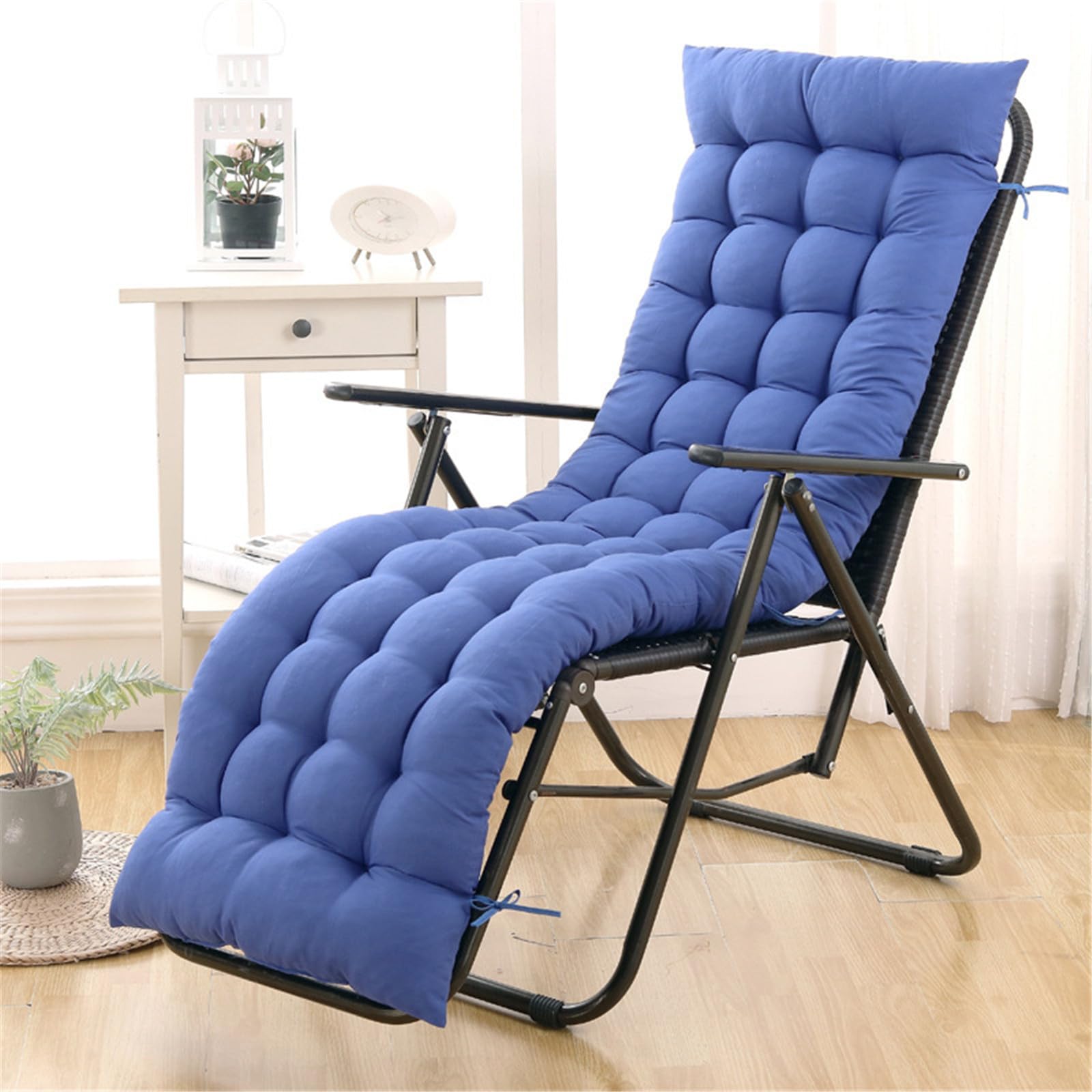 Morbido materasso antiscivolo per sedia a sdraio imbottito per giardino, balcone, patio, blu, 53 x 155 x 8 cm e seduta all'aperto Solut