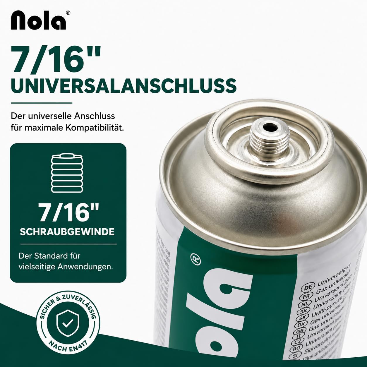 NOLA 3 latas universales de gas a presión, 600 ml, butano y propano, rosca giratoria de 338 g, 7/16 pulgadas, cartucho de gas universal, tapón giratorio para quemador de malas hierbas, dispositivo de