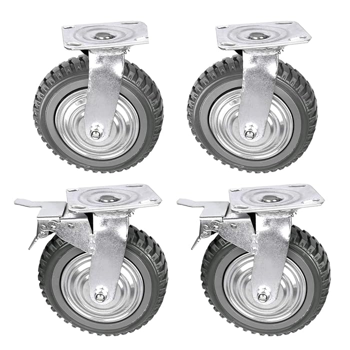 Buy ybaymy 200mm Castors Wheels 4 Pack Solid Rubber Industrial Castors, 2 Locking Swivel Casters