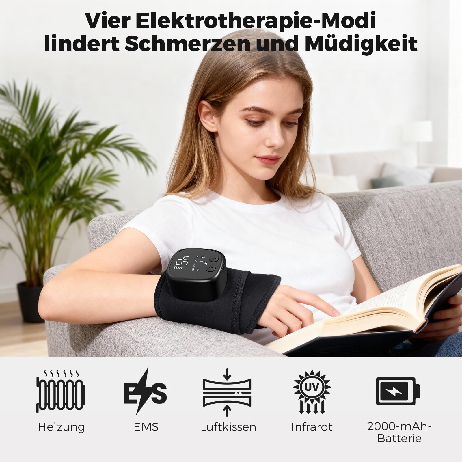 4 in 1 Handmassagegerät mit Wärme und Kompression, EMS Handgelenk Massagegerät bei Arthritis & Karpaltunnelsyndrom, Massager Schmerzlinderung für Handgelenk, Geschenke für Damen Herren