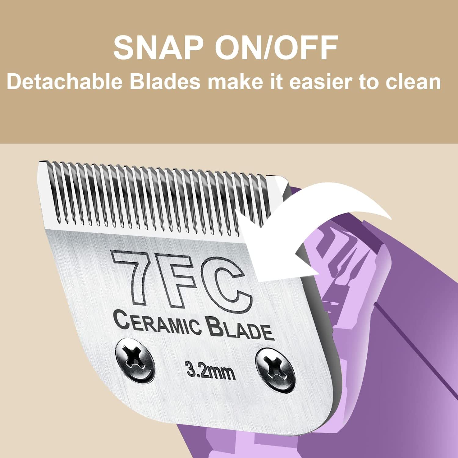 Cuchilla de Repuesto Desmontable para cortadora de Aseo para Perros Compatible con Andis Oster A5, Wahl KM Series Clippers (7FC:(1/8")(3.2mm))