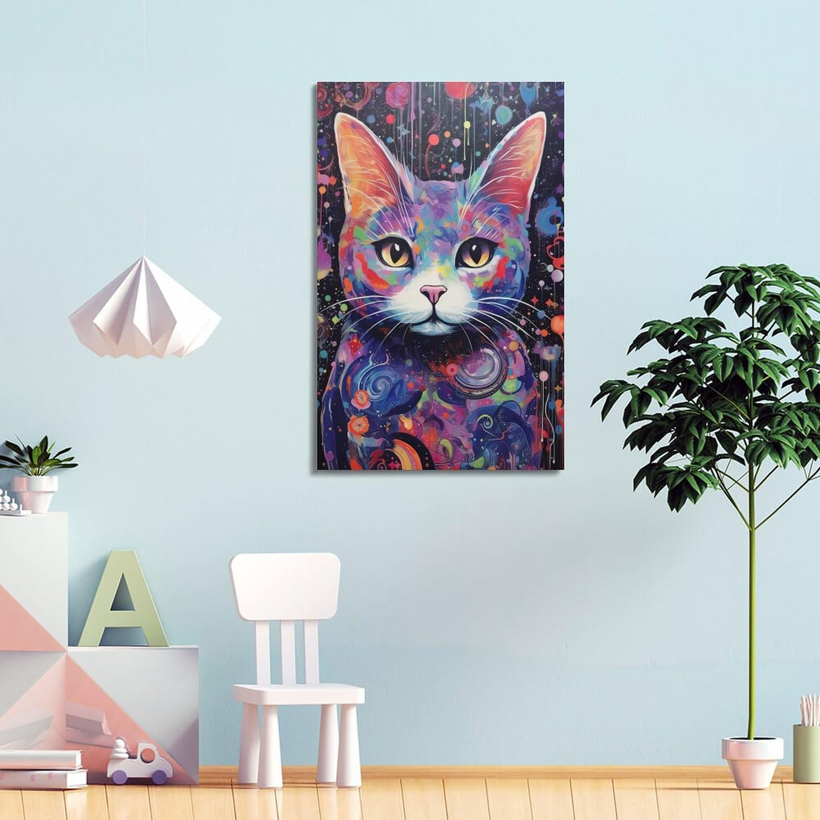 DVBOCS Stampa artistica da parete con gatto nero e gatto nero che lava le zampe, poster vintage con stampa di gatti con stampa di animali carini, decorazione da parete per bagno, bagno