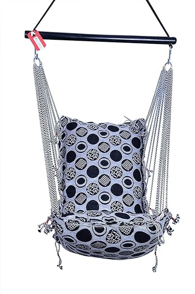 Kkriya Home Decor Jumbo Cotton Swing in Black and White Circle