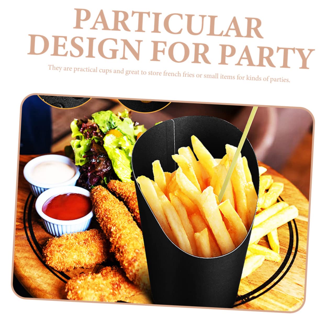 Ciieeo French Fry Holding Cups 50pcs Charcuterie Snack Cups Paper Containers for Birthday Parties