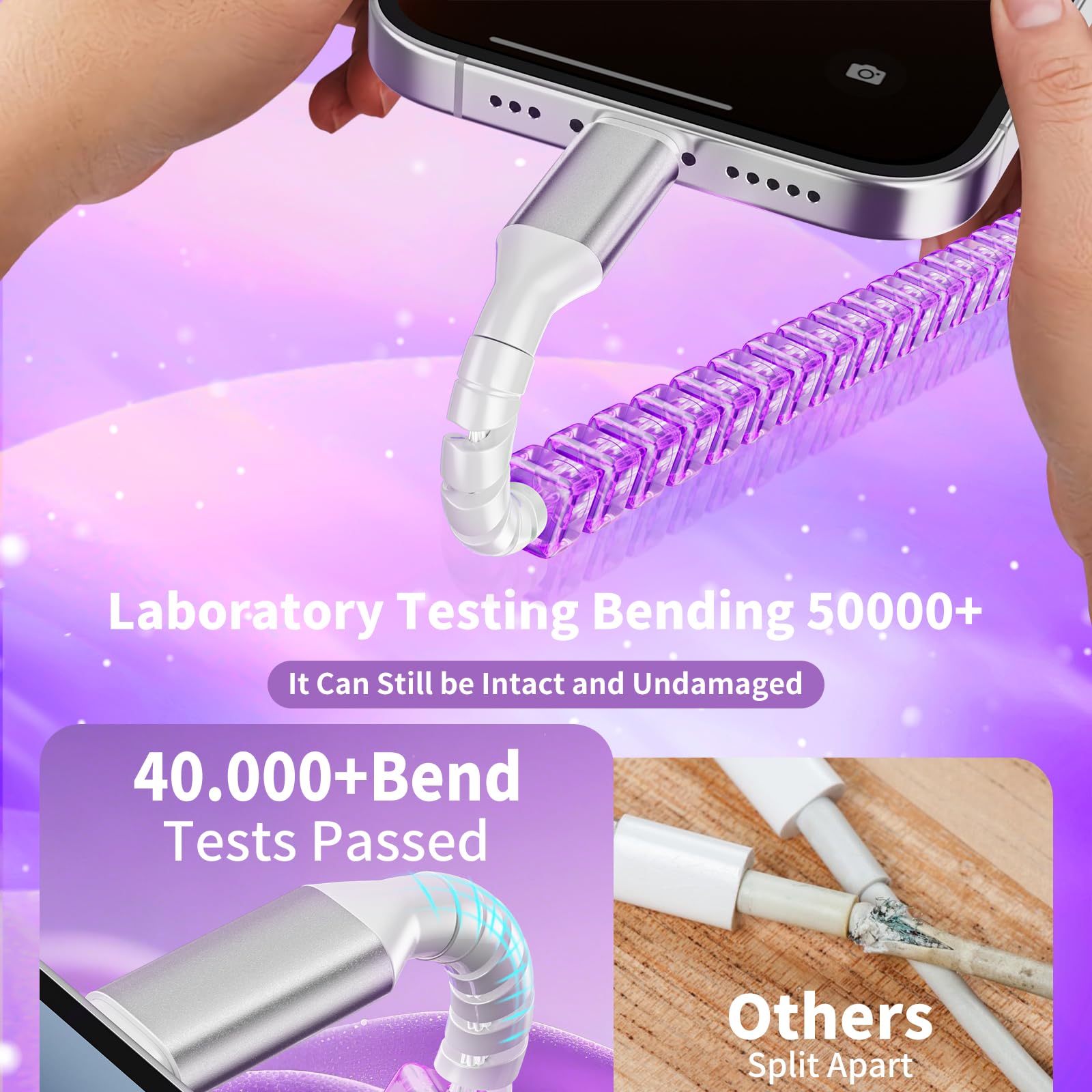 Aolcev for iPhone Charging Cord 66W Fast Charger Cable 3.3FT [MFi Certified] Cute Beaded Phone Charger Cord Pearl USB A Charging Cable for iPhone 14 13 12 11 Pro Max 8 7 6 Plus iPad Pro/Mini Purple