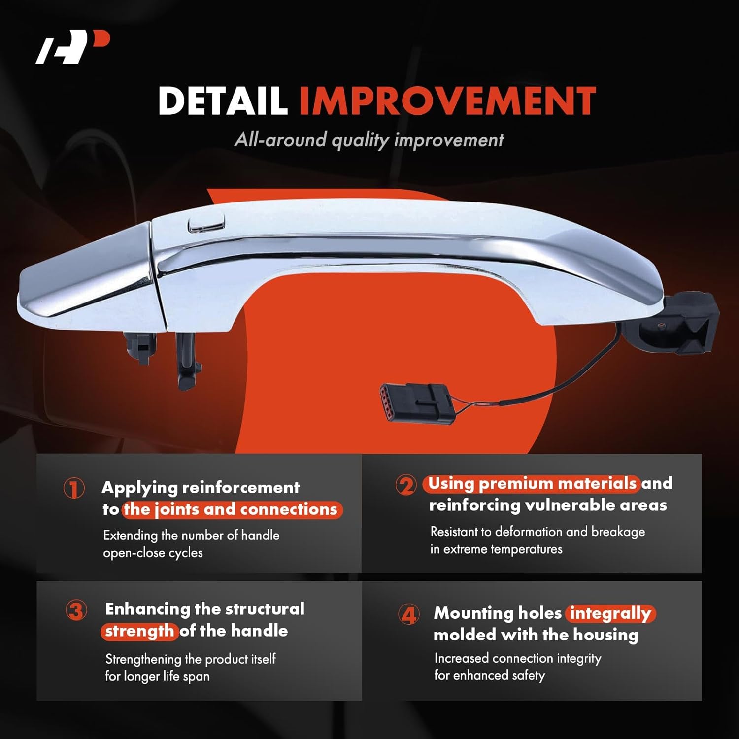 A-Premium Rear Driver or Passenger Side Exterior Door Handle Compatible with Chevrolet Silverado 1500 2019-2024, Silverado 2500 3500 HD 2020-2024 & GMC Sierra 1500 Limited, Sierra 2500 3500 HD, Chrome