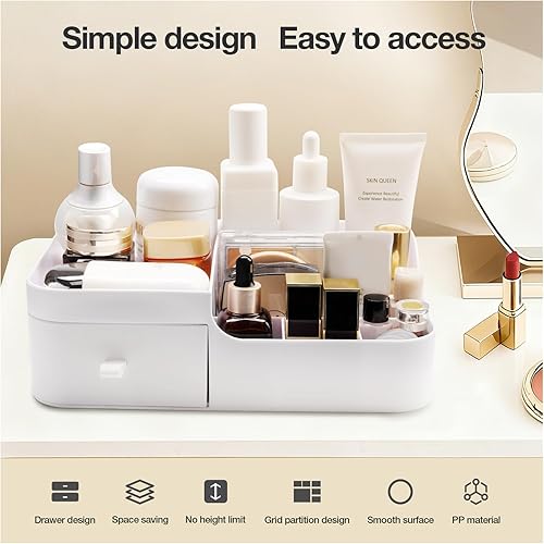 Miniatura 3 de Abiudeng Organizador de maquillaje para cosméticos con cajones, organizador de cuidado de la piel para baño para lápices labiales, joyas, cuidado de