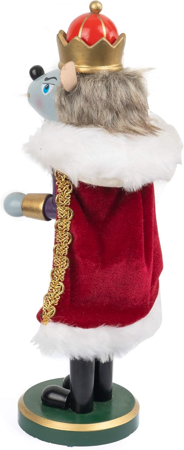 FUNPENY Christmas Decorative Nutcracker, Handmade Wooden Traditional Festive Collectible Nutcracker, Christmas Table Decorations Holiday Present (14 inch Mouse King)