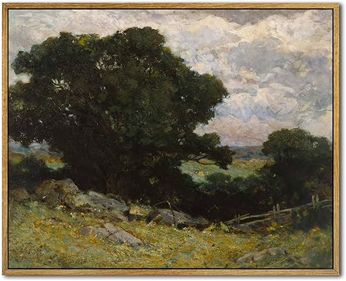 Miniatura 38 de Lienzo de paisaje de granja, arte de pared retro de paisaje natural, marco de bosque, pósteres de campo vintage, pintura de bosque verde, cuadros de