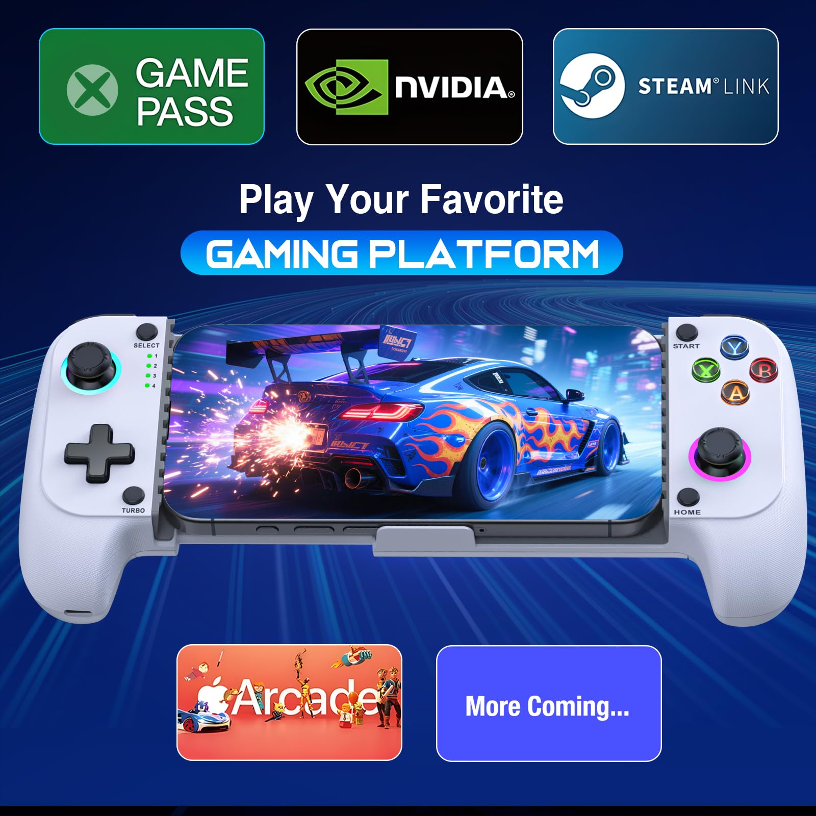 Controlador de juego móvil para iPhone/Android, mando de teléfono inalámbrico, compatible con funda de teléfono, controlador de juegos con palanca de mando Hall adecuado para Xbox Game Pass, Steam