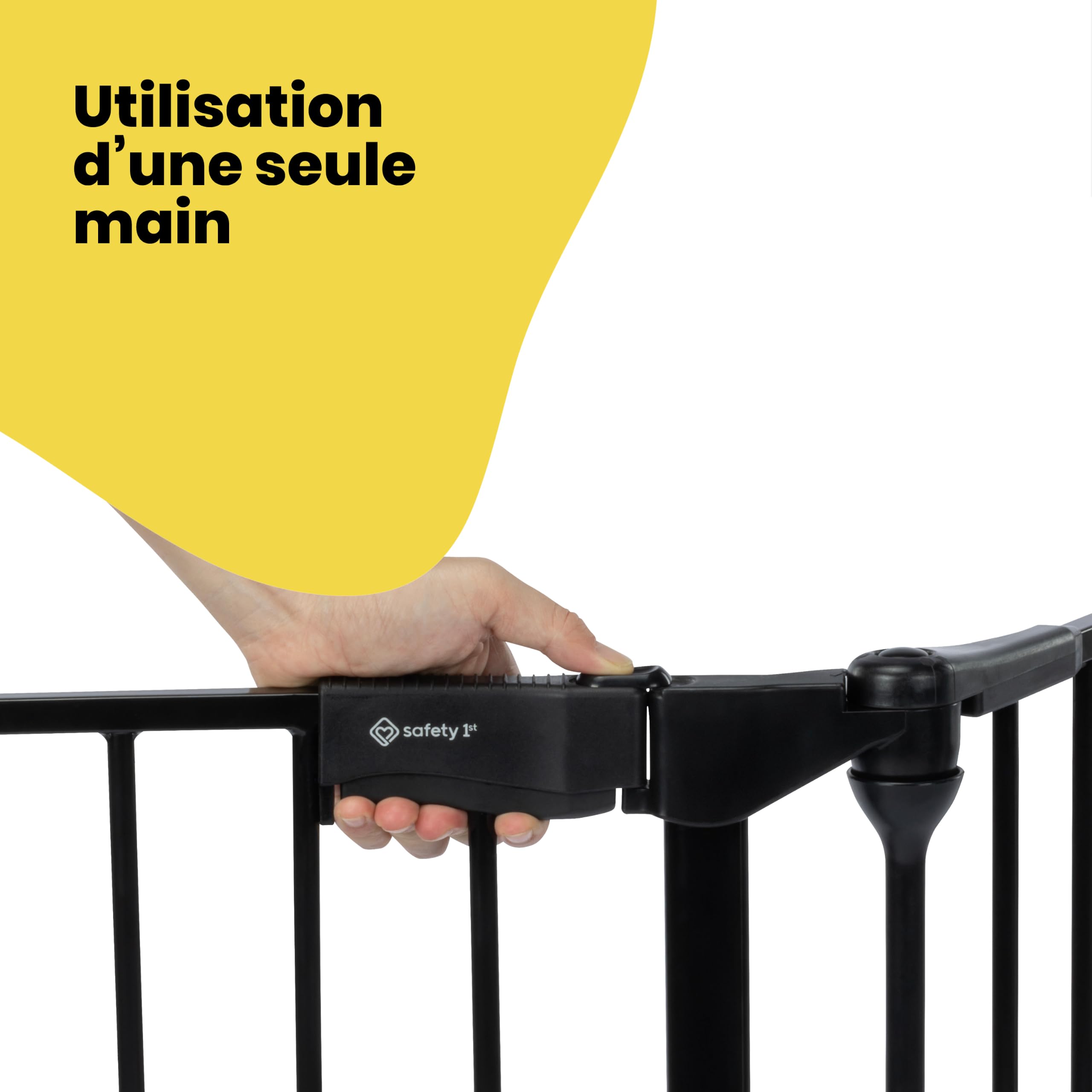 Safety 1st Modular 5 Panel Parc Bébé, 64-296 cm, Ouverture 1 Main, Black | Barrière Escalier Extra Large, Espaces Irréguliers et Larges, Verrou Extra Sûr, Installation Rapide et Facile