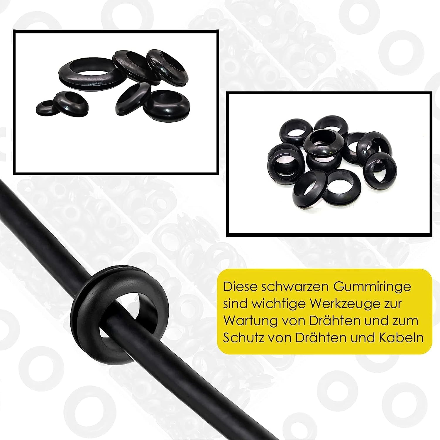 90 Stück Kabeldurchführung Gummi - Wasserdichte Kabelschutz Stopfen