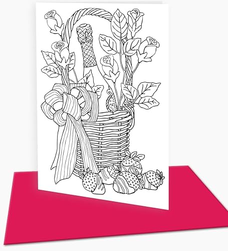 Miniatura 9 de Tarjetas de felicitación para colorear para adultos, cumpleaños, aniversario y cada ocasión (20 tarjetas con 20 diseños únicos diferentes y 20