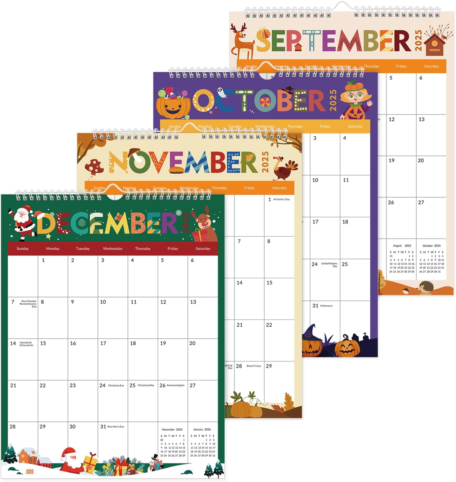 Wall Calendar 2025, 14'' x 11'' Large Festival Calendar 2025-2026- Runs from November 2024 Until December 2026, Monthly 2025-2026 Wall Calendar for Home, School and Office Supplies