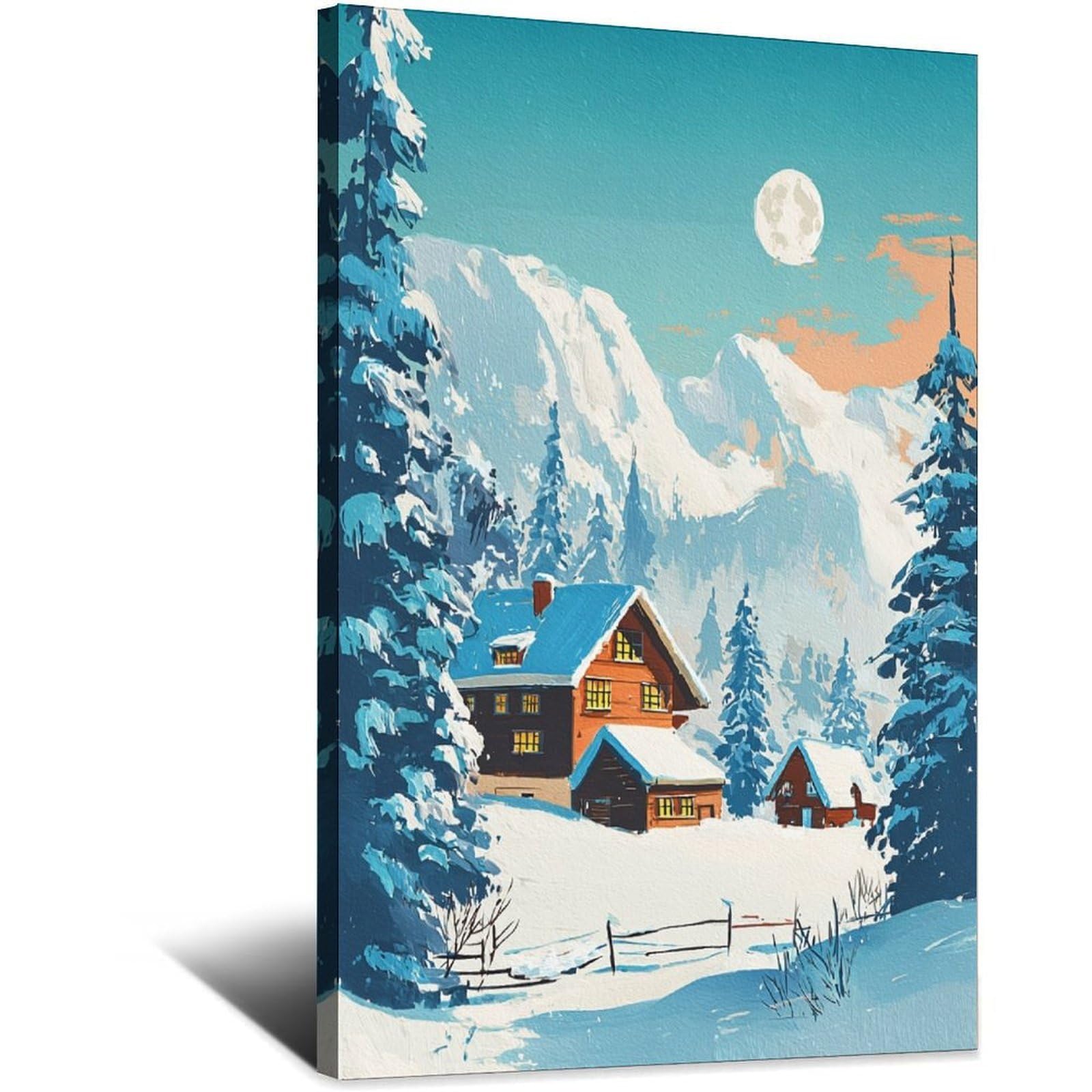 CFXNGA Kitzbuhel Austria Ski Posters 24x36inch(60x90cm) Vintage Watercolor Canvas Art