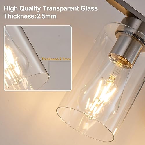 Miniatura 5 de Lámpara de baño de níquel cepillado de 22.4 pulgadas, lámpara de tocador moderna de 3 luces sobre espejo, apliques de pared de baño para espejo,