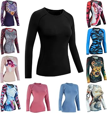 قميص ROAR MMA Grappling Rash Guard BJJ Training No Gi Fight Gear بأكمام طويلة، كبير، أسود