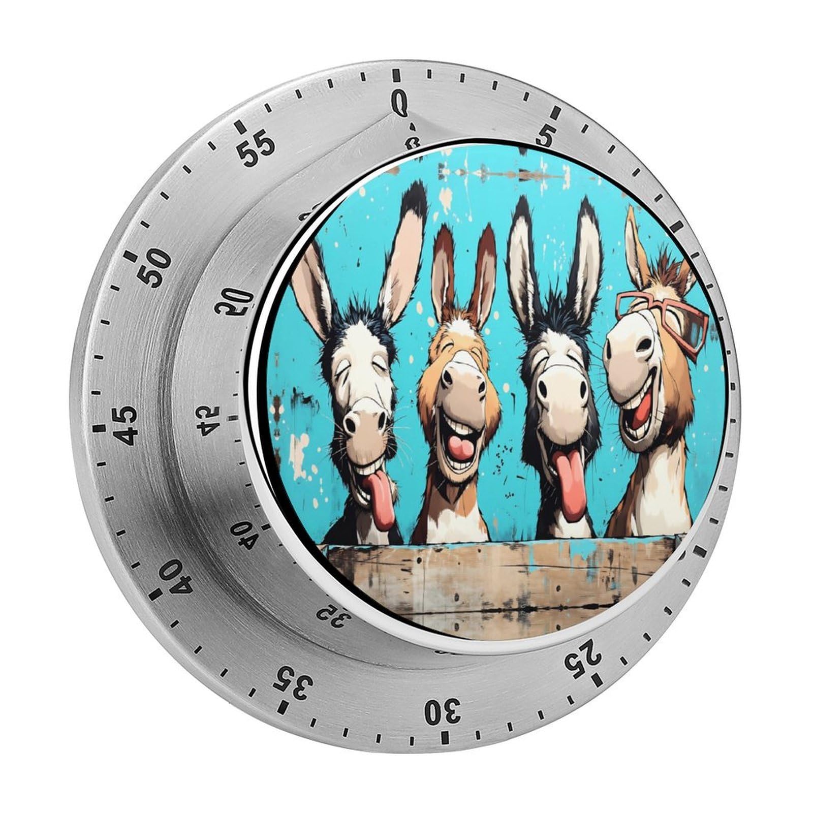 Funny Donkeys Group Cartoon 60 Minute Wind Up Timer,Visual Mechanical Magnetic Timer with Loud Alarm for Kitchen