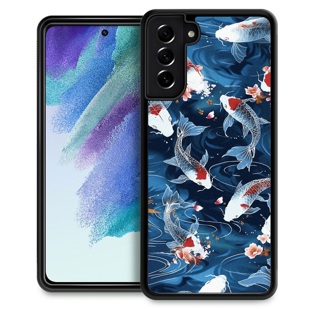 Compatible with Samsung Galaxy S22 Case, Y Koi Jumping Pattern Luxury Design Hard PC Back Shockproof Anti-Scratch Case for Samsung Galaxy S22