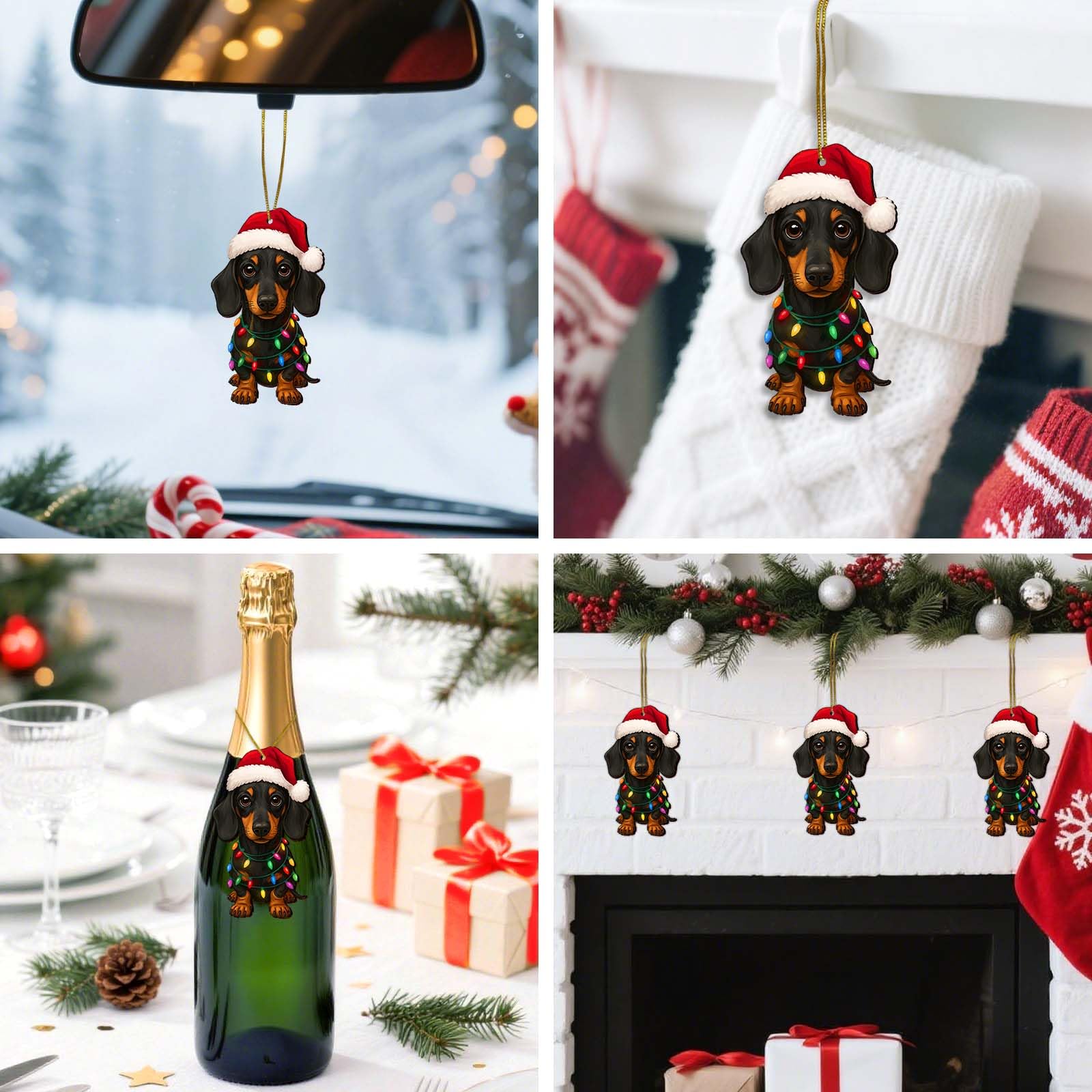 Cute Animal Christmas Ornaments - Wooden Hanging Decorations -8 Cute Animal Christmas Ornaments - Wooden Hanging Decorations -8