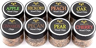 Wood Chips for Cocktail Smoker Variety Pack - 8 Flavors of Cocktail Smoker Wood Chips Including Oak, Hickory, Apple, Peach, Cinnamon, Cherry, Pecan, and Pear - 16 oz Whiskey Smoker Wood Chips