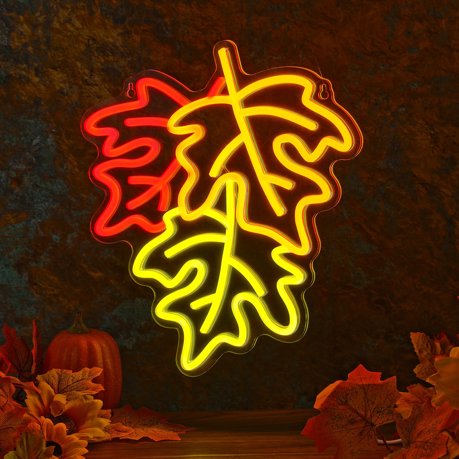 Maple Neon LED Sign Maple Neon Light Cute USB Powered Light Colorful Aesthetic 3D Wall Art Signs for Home Bedroom Living Room Party Game Room Holiday Gift Lamp Decor