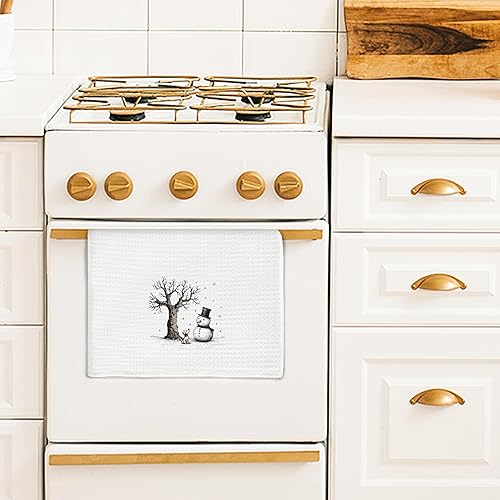 Miniatura 3 de Toallas de cocina de perro con muñeco de nieve de Navidad, toallas de mano retro de invierno para decoración de baño, rústico, granja, muñeco de