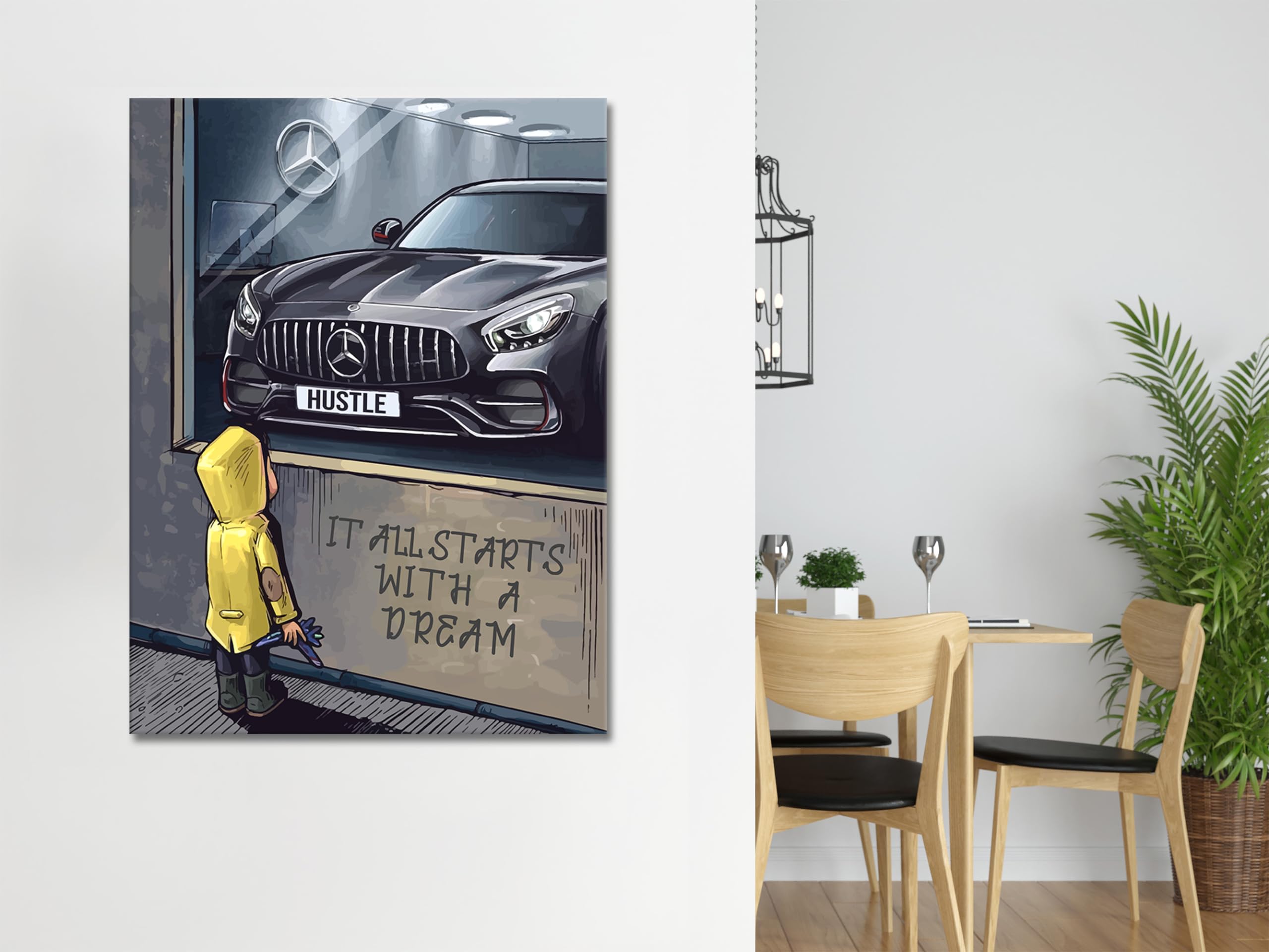 Tableau Pop Art Mercedes AMG GT Sur Toile Acrylique - Neuf, Prêt à Accrocher, Design Moderne